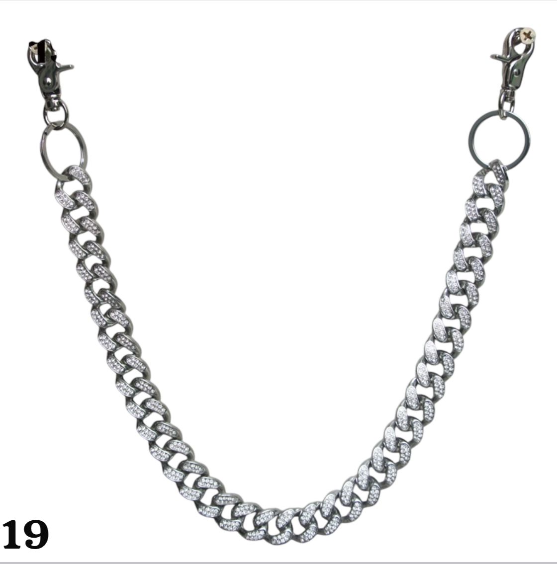 Single Silver Chain with Silver rhinestone 019
