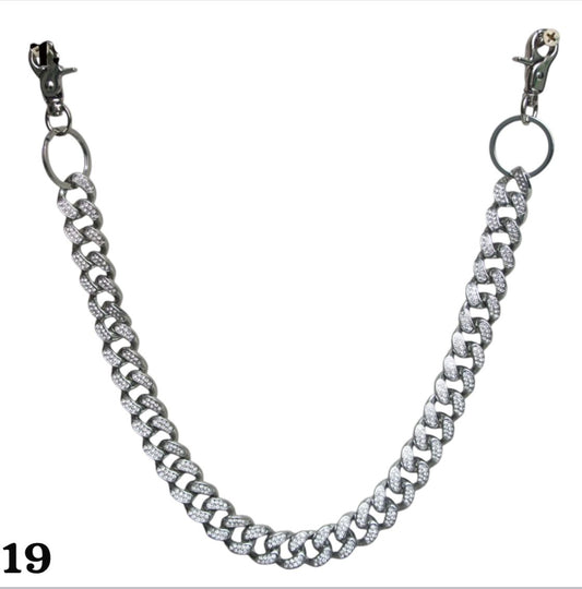 Single Silver Chain with Silver rhinestone 019