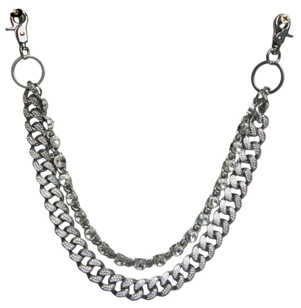 Double Rhinestone Chain - Silver and Silver 033
