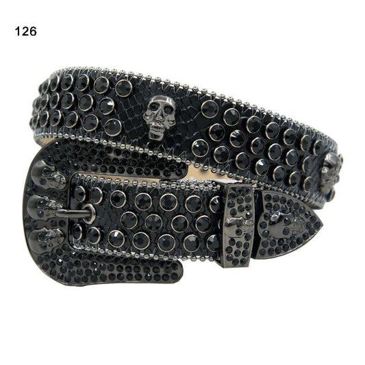 DNA SKULL BLACK LEATHER - BLACK STONE - 126