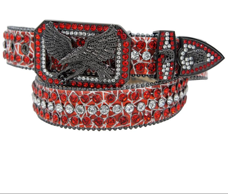 leather belt with red stone